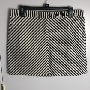 J Crew black and cream stripe mini skirt
